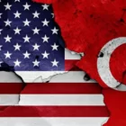 The flags of Turkey and the US