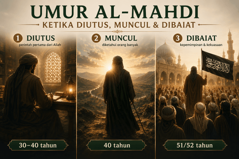Umur Al-Mahdi Ketika Diutus, Muncul, & Dibaiat