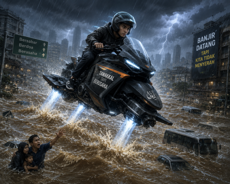 Motor yang Terbang Menembus Banjir Besar & di Bukit : Isyarat Keselamatan di Tengah Fitnah Akhir Zaman